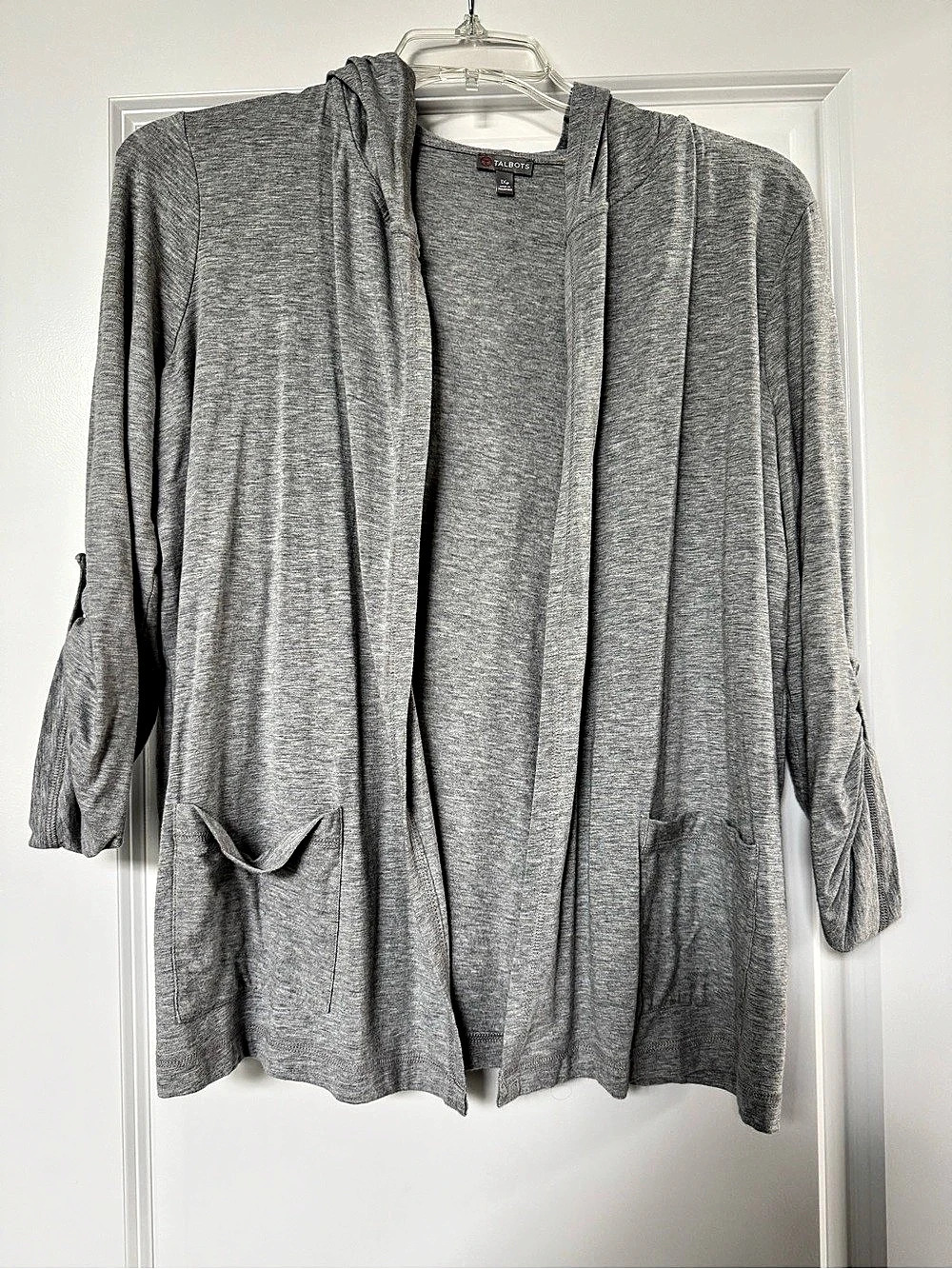 Talbots Tech Gray Open Front Cardigan EUC XLP